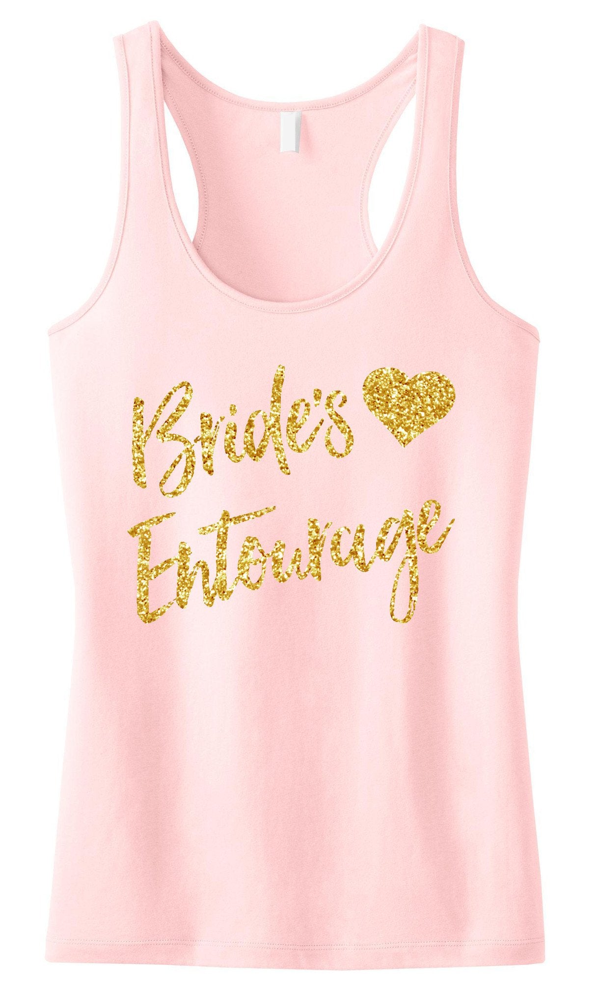 Brides Entourage Script Tank Top with Gold Glitter