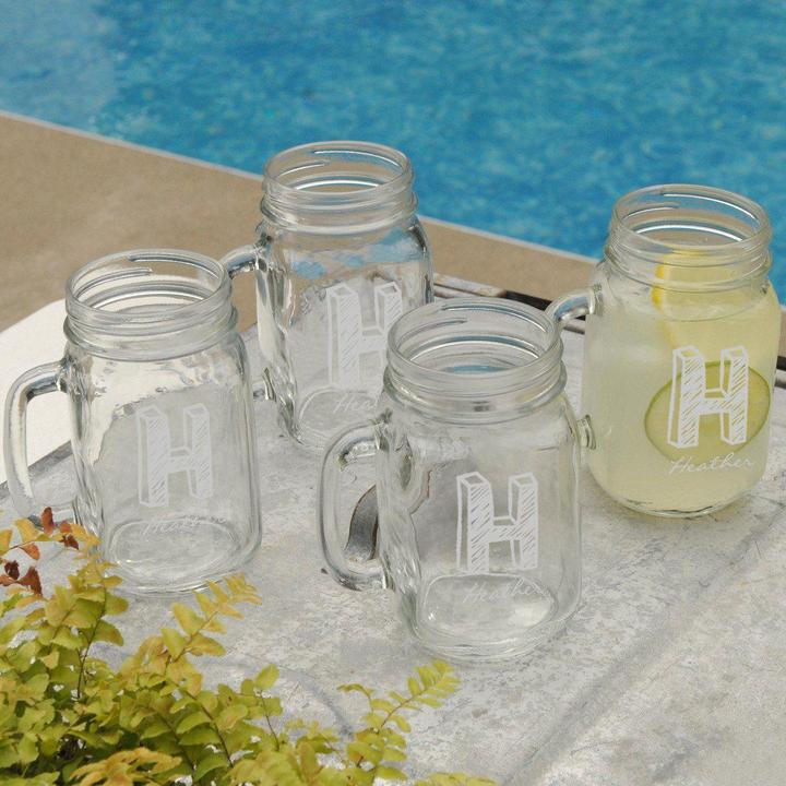 Personalized Mason Jars - Set of 4