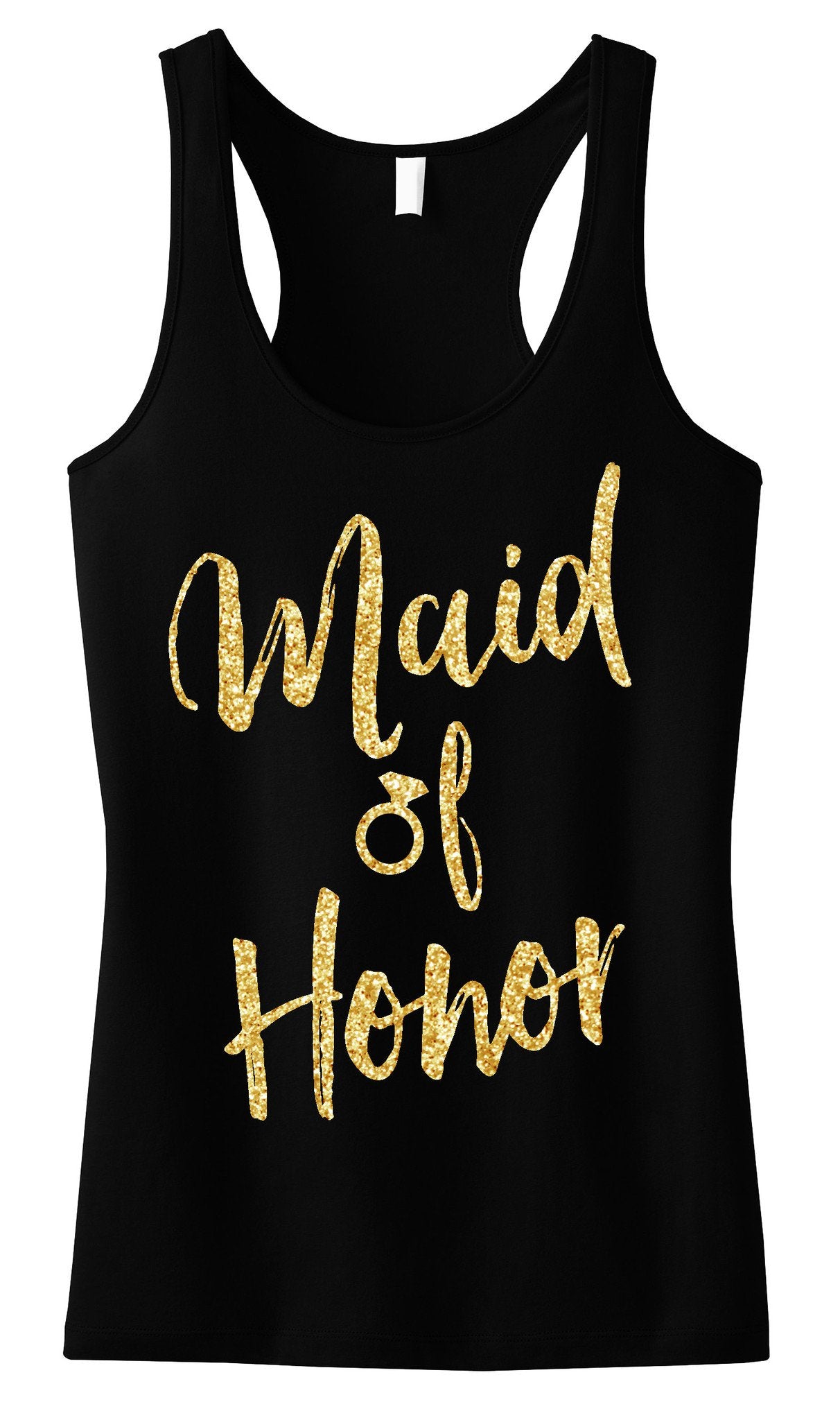 Maid of Honor Tank Top with Gold Glitter -