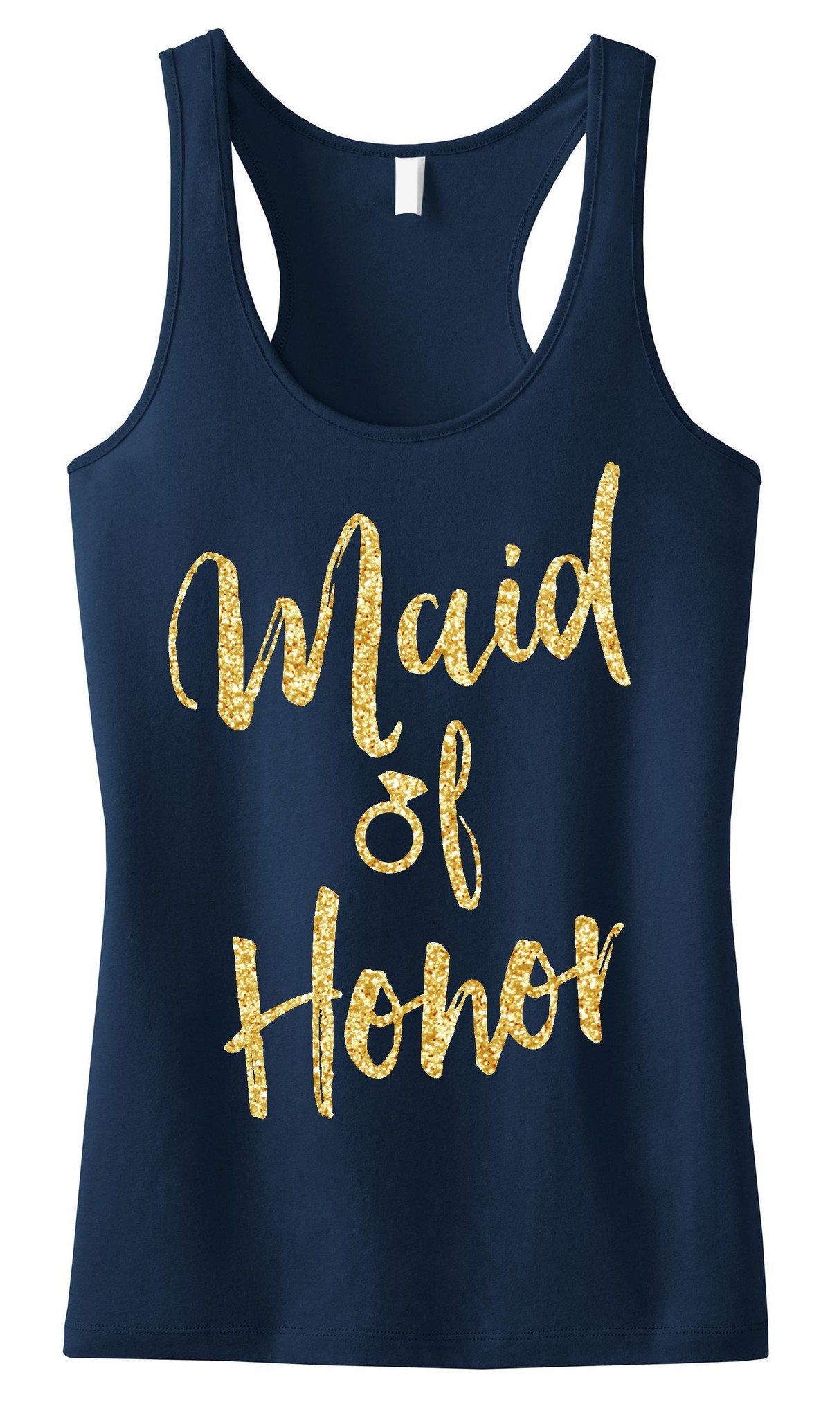 Maid of Honor Tank Top with Gold Glitter -