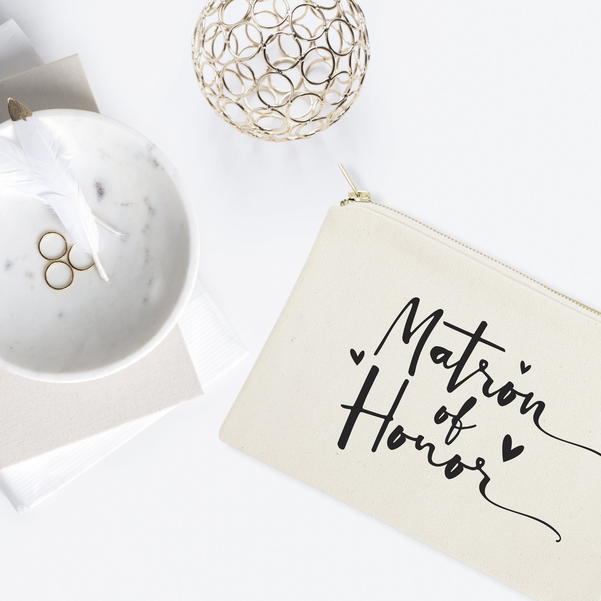 Matron of Honor Cotton Canvas Cosmetic Bag